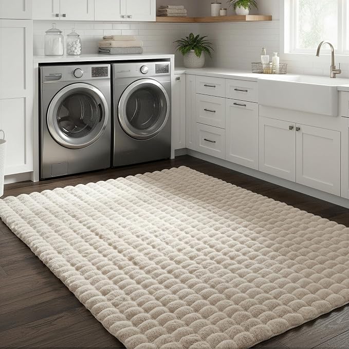 nuLOOM Jeni Beige Checkered Washable Area Rug - Image 4