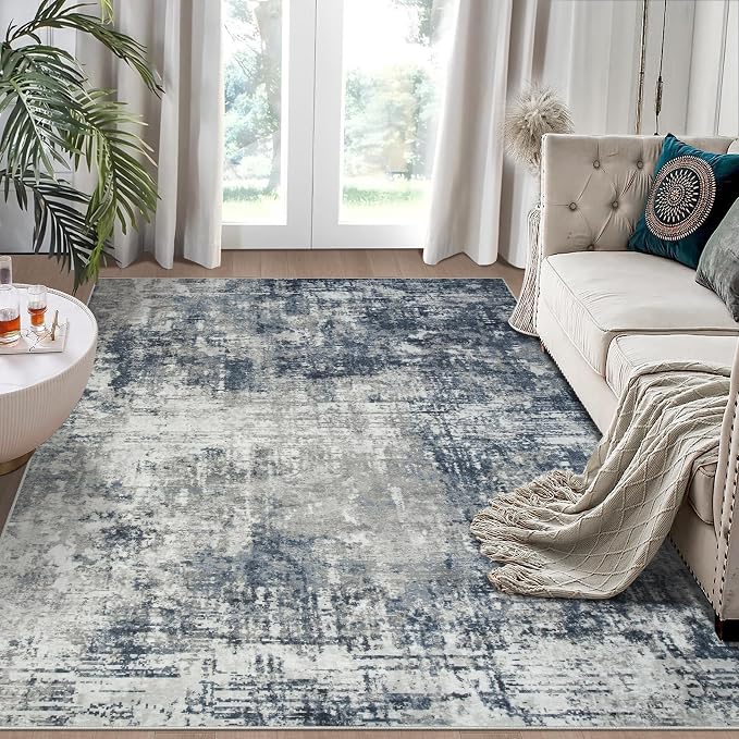 5x7 Area Rugs for Living Room Bedroom Dining Room Washable Blue Grey | Soft by Aelenmu