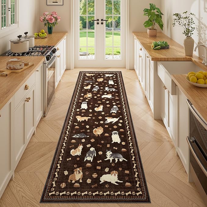 DUKINO 2.6x8 Kitchen Runner Rug, Washable Non Slip Dog Rug, Stain Resistant by DUKINO