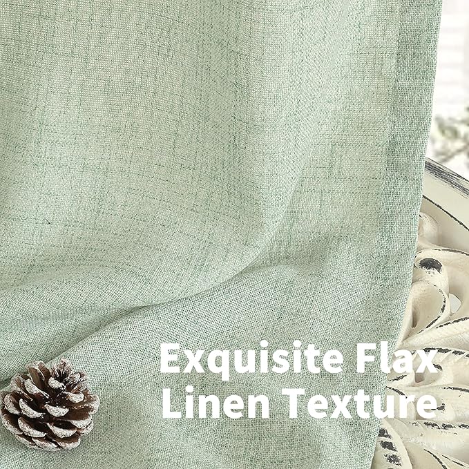 YoungsTex Sage Green Linen Curtains 48 Inch Length - Image 8