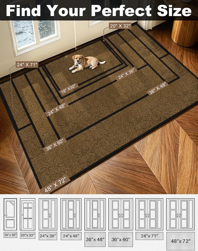Super Absorbent Front Door Mat, Non-Slip Washable Indoor Doormats, Low Profile - Image 2
