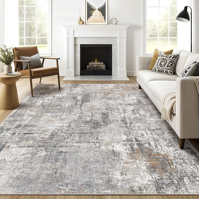 LOONGRUG 7x9 Area Rug Washable Large Neutral Modern Living Room Rugs | Abstract by LOONGRUG