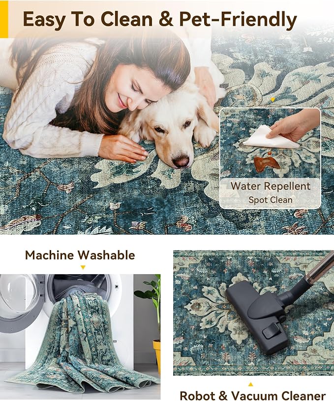 RELEANY Washable Area Rug, Runner 3'x12', Water Repellent, Pet Friendly - Image 4
