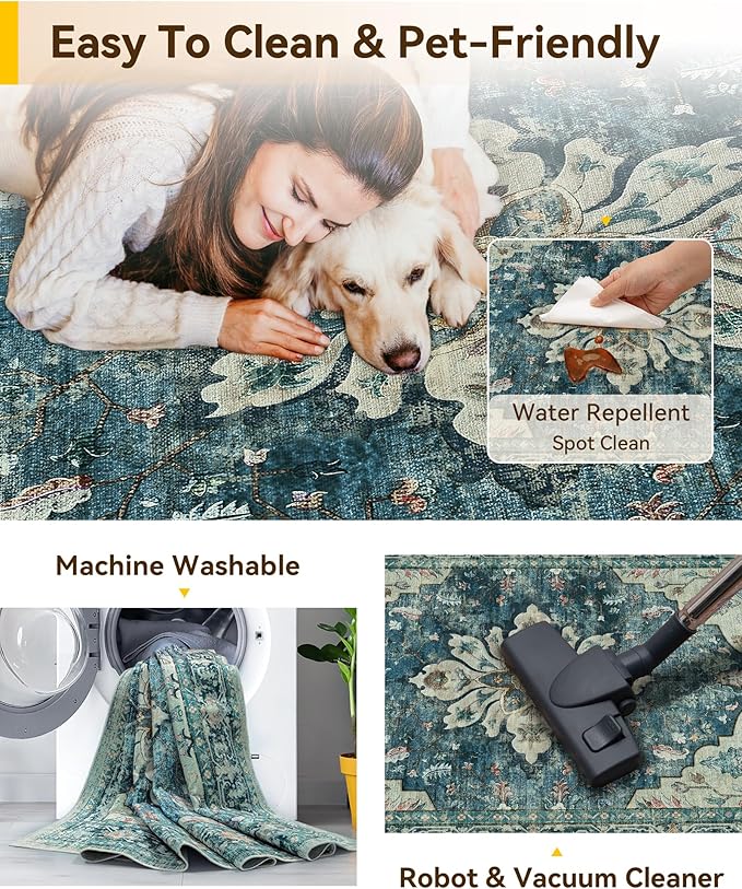 RELEANY Washable Area Rug, Runner 2'x8', Water Repellent, Pet Friendly - Image 5