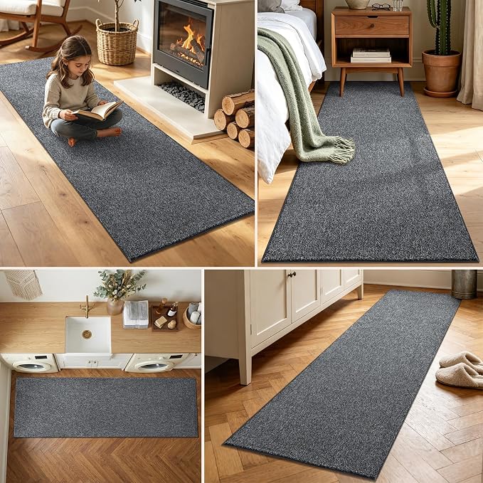 2x8 Black/White Runner Rug Washable Non-Slip - Image 3
