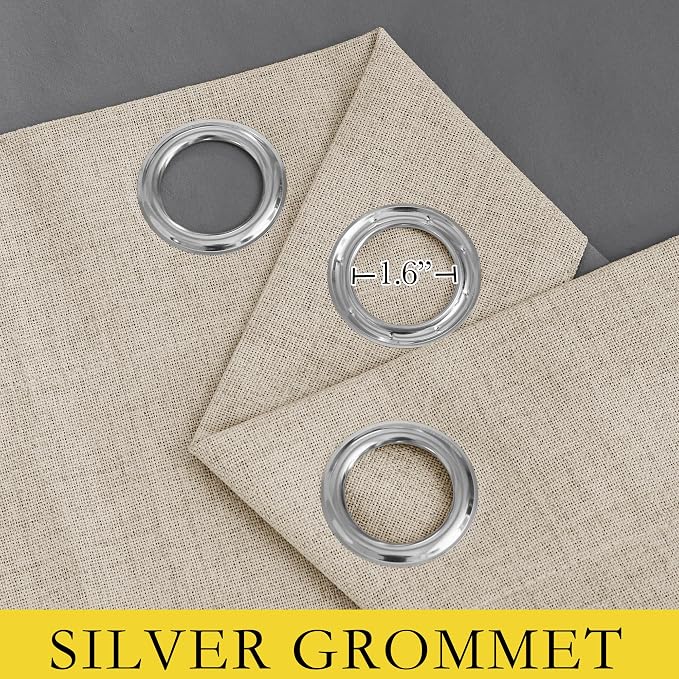 NICETOWN Cream 100% Blackout Linen Curtains 45 inch Long Burg - Image 7