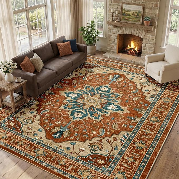 RELEANY Washable Area Rug, Large 9'x12', Water Repellent, Pet Friendly - Image 3