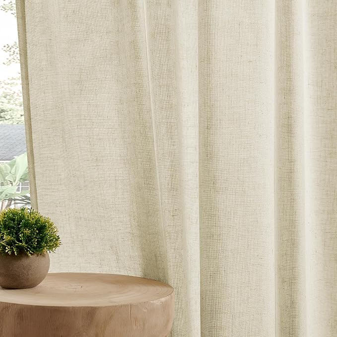 Joydeco Linen Curtains 96 Inch Length 2 Panel Sets, Light Filtering Curtains - Image 4