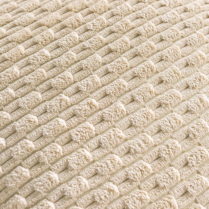 Set of 4 Beige Decorative Throw Pillow Covers 12x20 Inch Corduroy Pillow Covers - Image 5