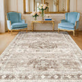 Washable Neutral Farmhouse Living Room Rug, 5x8 Area Rugs by HazoHaus