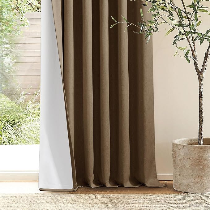 Dutch Cocoa Pleated Linen 100% Blackout Curtains 90 Inches Long - Image 9