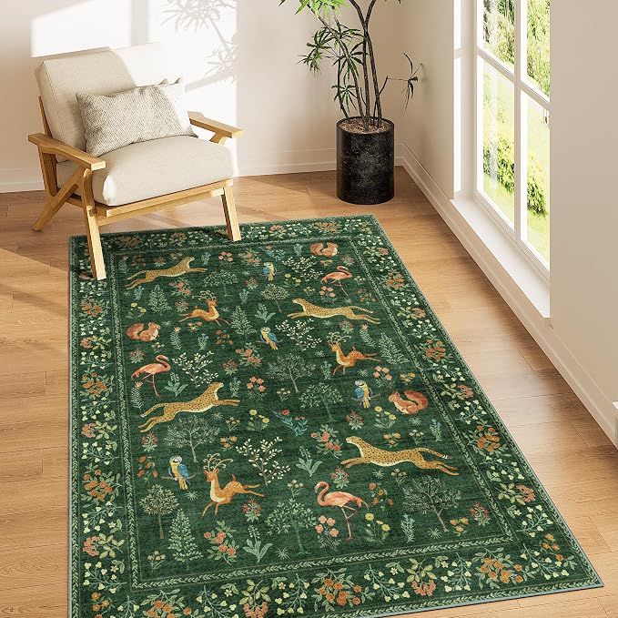 DUKINO 4x6 Area Rug, Non Slip Animal Washable Rug by DUKINO