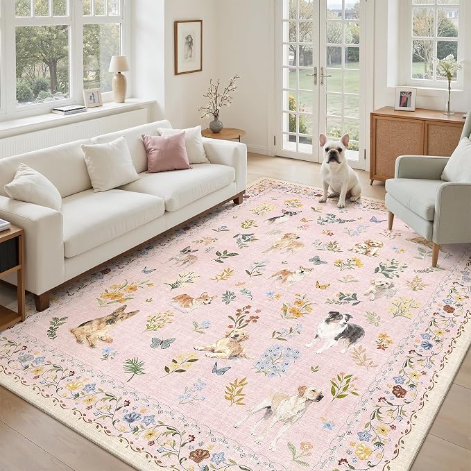 Soalmost Dog 5x7 Pink Area Rugs - Image 2