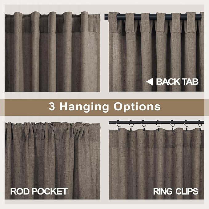 96 Inch Long Dark Brown Living Room Curtains - Image 5