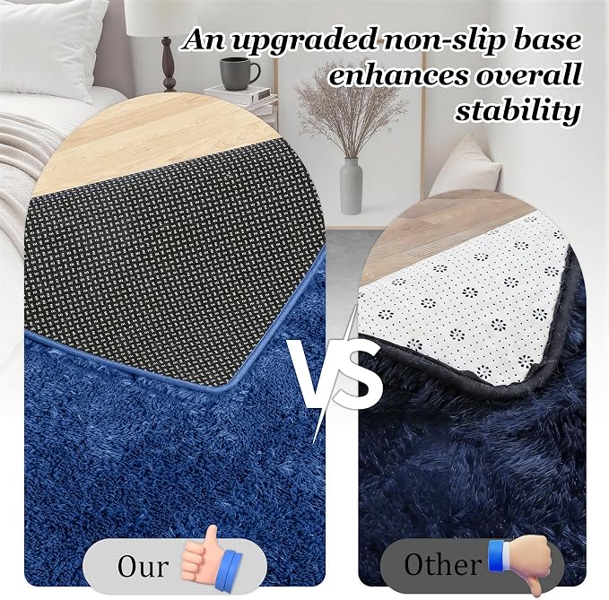 9x12 Area Rug Living Room Bedroom: Fluffy Plush Shag Carpet Blue | - Image 6