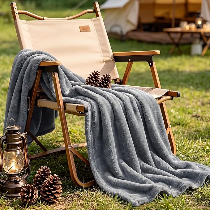Bedsure GentleSoft Fleece Blanket Twin Size Grey - Image 3