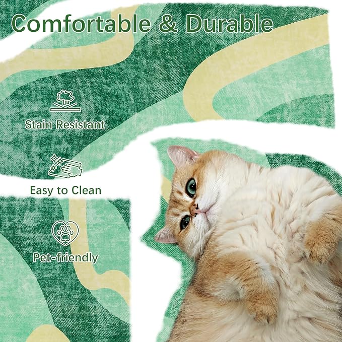 Living Room Rug 6x9 Green Area Rug Machine Washable Carpet Non Slip Indoor - Image 3