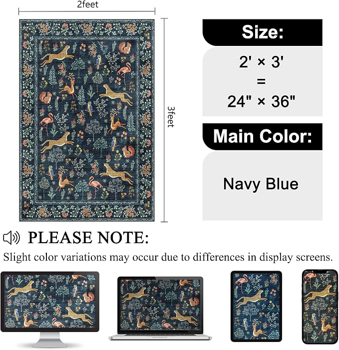 DUKINO 2x3 Entryway Rug, Washable Door Mat Animal Kitchen Rug, Low Pile - Image 2