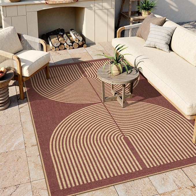 Lahome Modern Rainbow Easy Jute Outdoor Rug 5x7 - Image 2