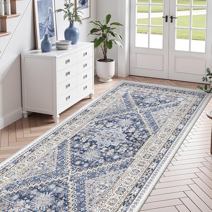 4x8 Rug Non Slip, Washable Hallway Runner Rug, Nursery Room, Soft Runner Rug by Zesthome