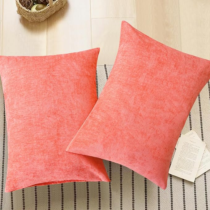 CaliTime Decorative Throw Pillow Covers 26 X 20 Inches Living Coral | Pack of 2 - Image 5