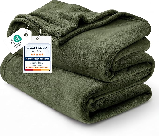 Bedsure GentleSoft Fleece Blanket Twin Size Olive Green by Unknown