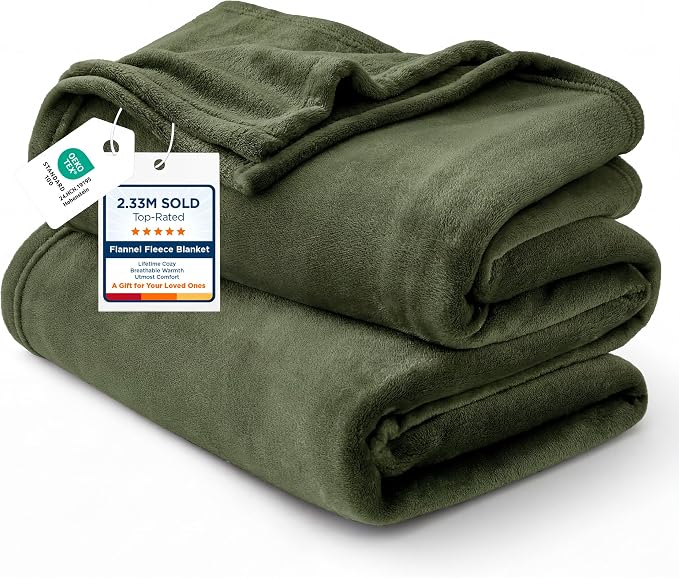 Bedsure GentleSoft Fleece Throw Blanket Olive Green by Unknown