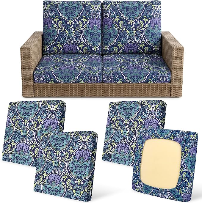 4Pcs Patio Cushion Covers Stretch Outdoor Furniture Protector Slipcovers | by pickyNproud