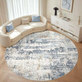 LOONGRUG Round Rug 8x8 Washable Large Neutral Modern Circle Rugs Blue | by LOONGRUG