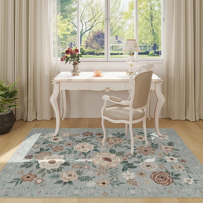 DUKINO 3x5 Area Rug, Floral Washable Rug - Image 3