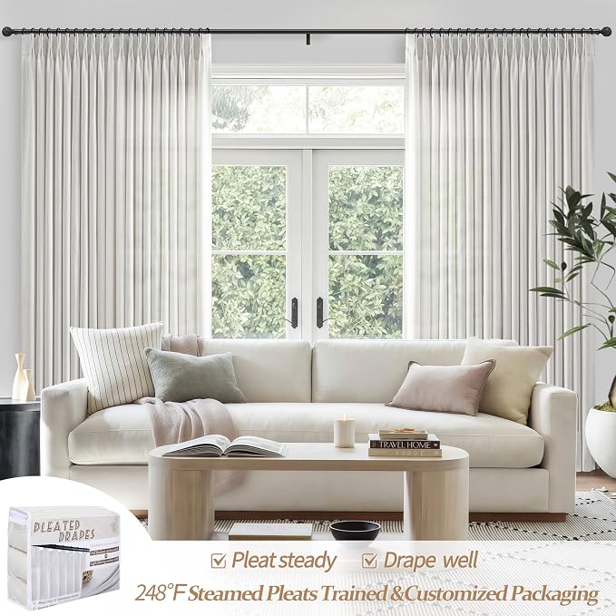 Extra Wide 70 Inch Light Filtering Pleated Curtains 92 Inches Long - Image 5
