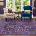 Washable Violet 5x7 Area Rug for Living Room, Vintage Dark Purple Dining Room by HazoHaus
