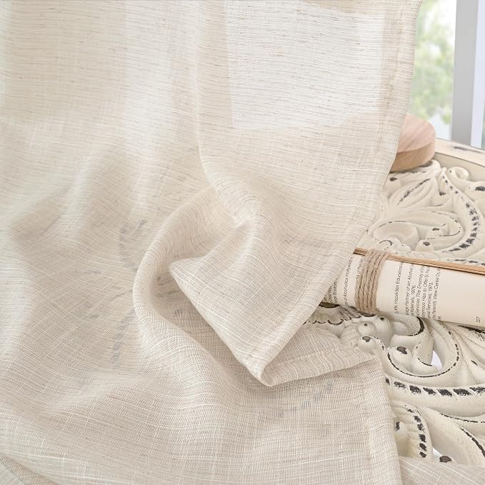 BGment Oatmeal Linen Curtains 42X40 Inch Length - Image 7