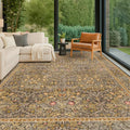 Vintage Floral Living Room Rug 8x10, Dining Room Under Kitchen Table, Oriental by HazoHaus