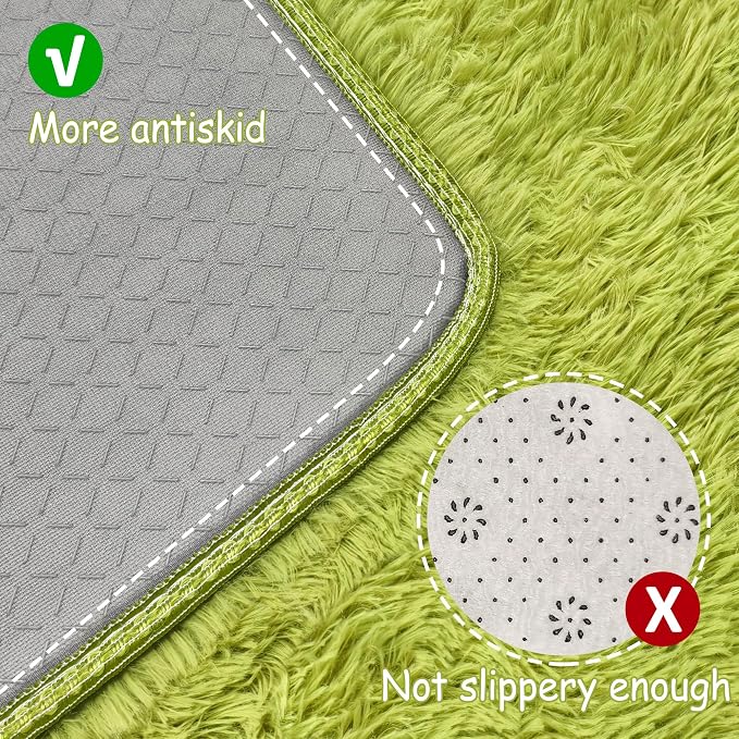 Green Runner Rug for Bedroom Green 2x5ft Fluffy Area Rug Bedside Runner Rug for - Image 4