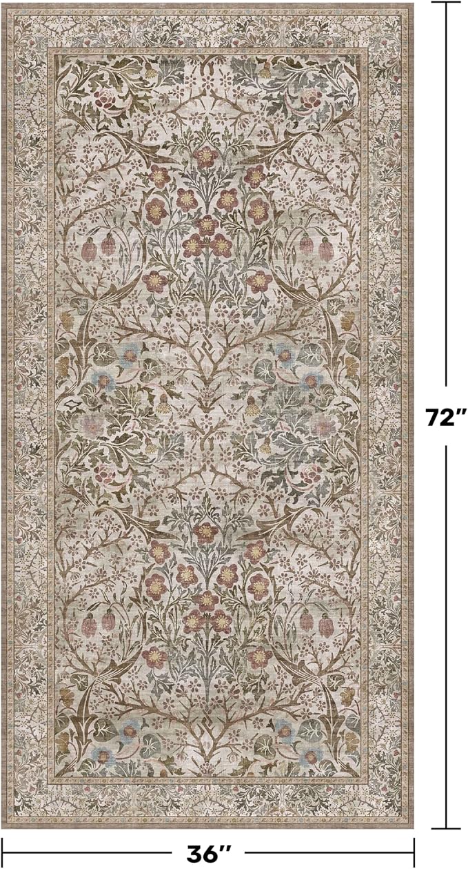 Vintage Moss Green 3x6 Runner Rugs - Image 2
