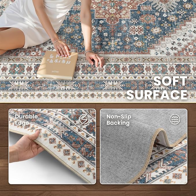 5x7 Area Rugs for Living Room, Large Washable Rug, Dining Room, Low Pile - Image 6