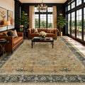 Vintage Taupe Sage 10x12 Rug for Living Room by HazoHaus