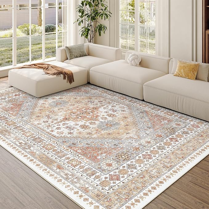 5x8 Area Rugs for Living Room, Large Washable Rug, Dining Room, Low Pile by Zesthome