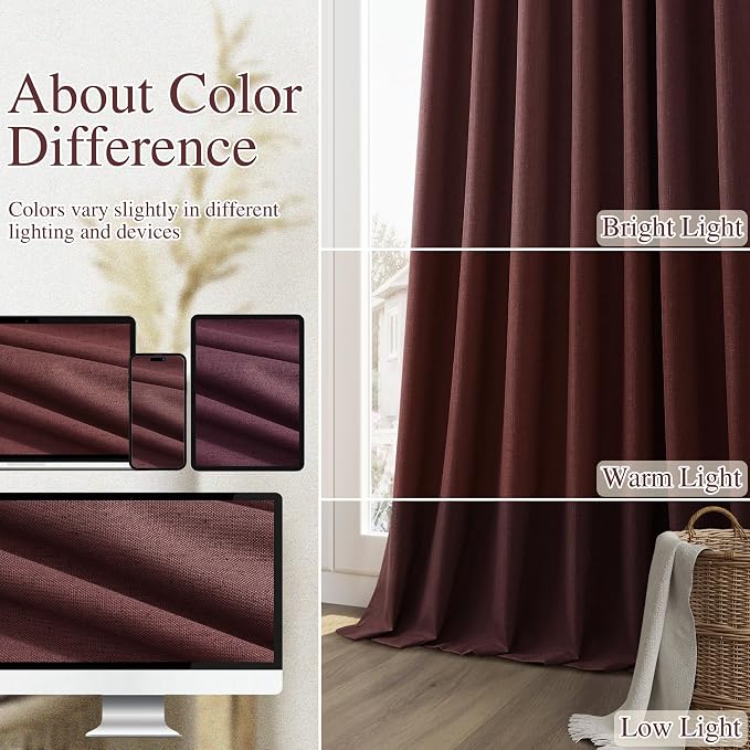 100% Blackout Curtains 96 Inch Length 2 Panels Set - Image 7