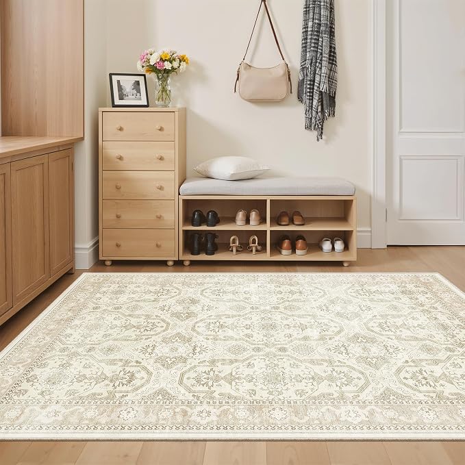 Soalmost 4x6 Area Rug for Living Room, Washable Rugs Non-Slip, Thin Foldable - Image 4