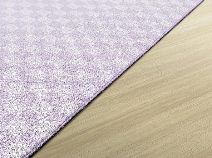 Flagship Carpets Schoolgirl Style Lavender Checkerboard Educational Area Rug for Kids Room Seating Décor, Children's Classroom, Play Carpet for Teaching and Playroom, 5' x 7'6", Purple