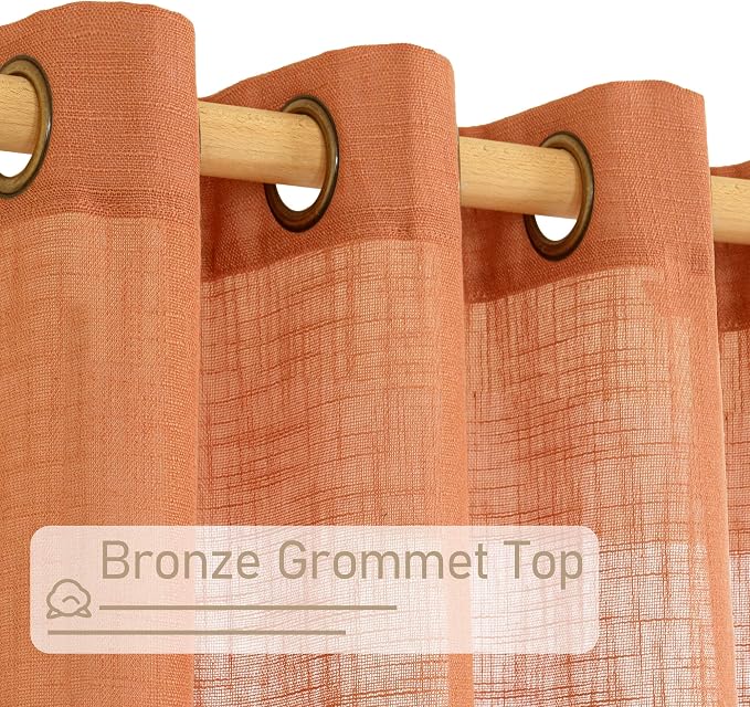 Burnt Orange Linen Curtains 45 inches Long - Image 4
