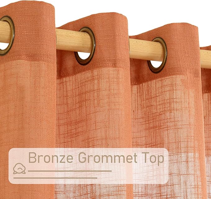 Burnt Orange Linen Curtains 40 Inches Long - Image 4