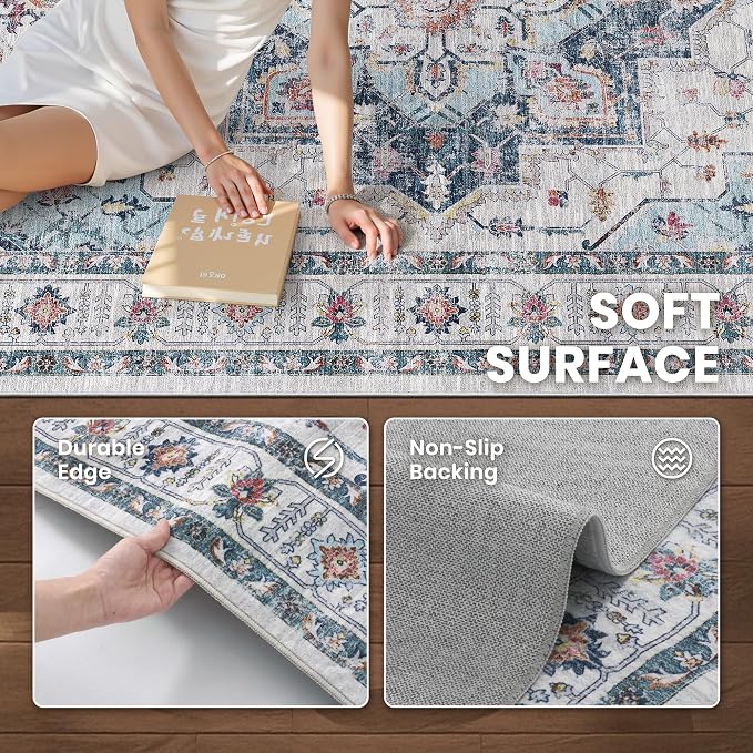 5x7 Area Rugs for Living Room, Large Washable Rug, Dining Room, Low Pile - Image 6