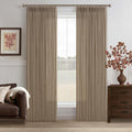 Latte Pinch Pleated Linen Light Filtering Memory Shaped Curtains 50Wx86L | Flax by Twodrapes