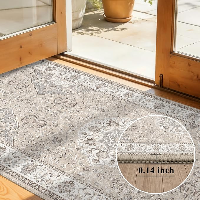Area Rugs 10x12 Living Room Rug: Washable Rug Soft Vintage Boho Carpet Indoor - Image 2