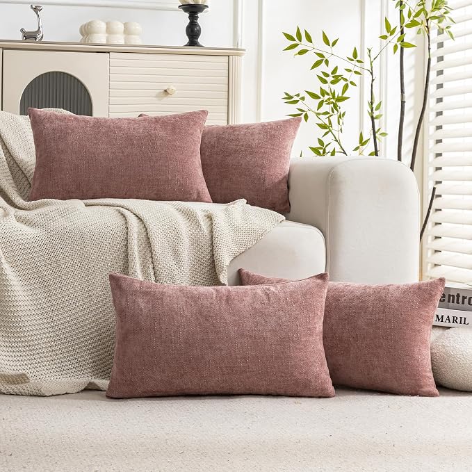 Cozoomy Set of 4 Soft Textured Decorative Throw Pillow Covers 12X20 Inch Cozy by Cozoomy