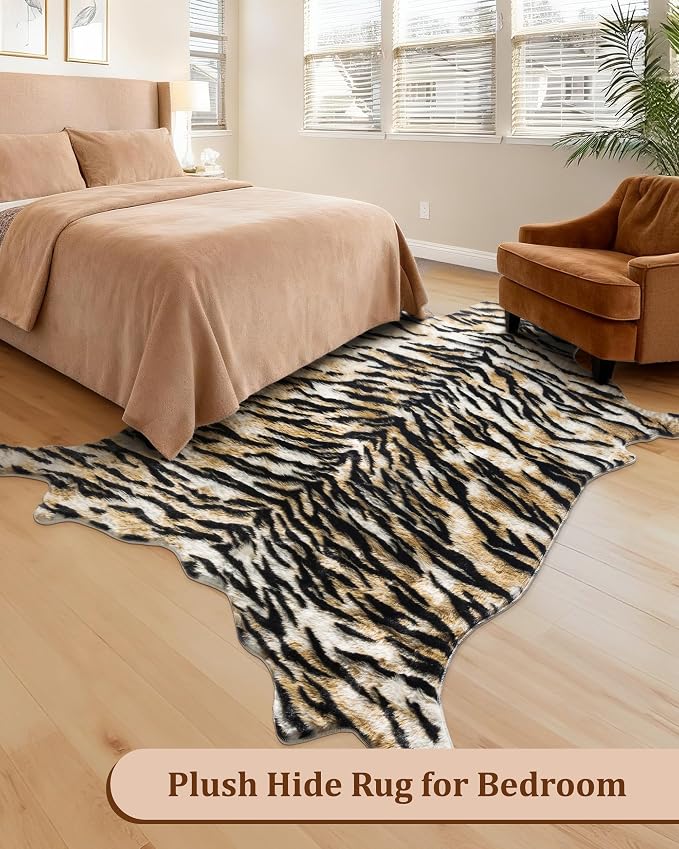 Tiger Print Rug, Animal Rug 5.2x7 Faux Animal Print Tiger Area Rug - Image 6