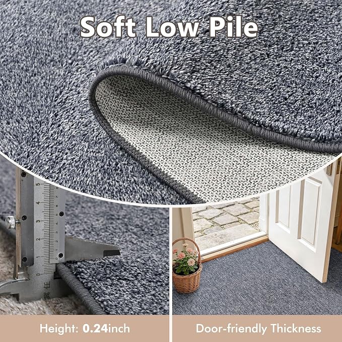 2x6 Grey Blue/White Runner Rug Washable Non-Slip - Image 4